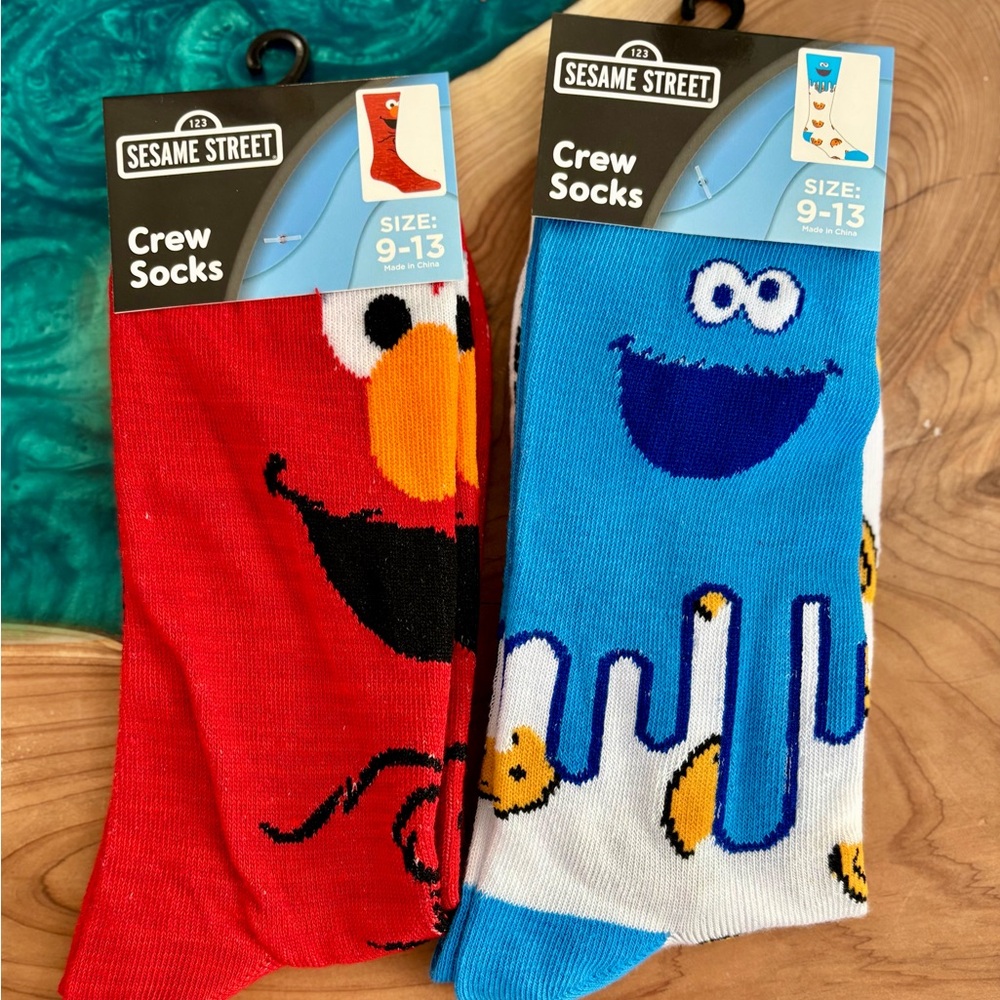 Sesame Street Elmo and Cookie Monster Socks - Red and Blue